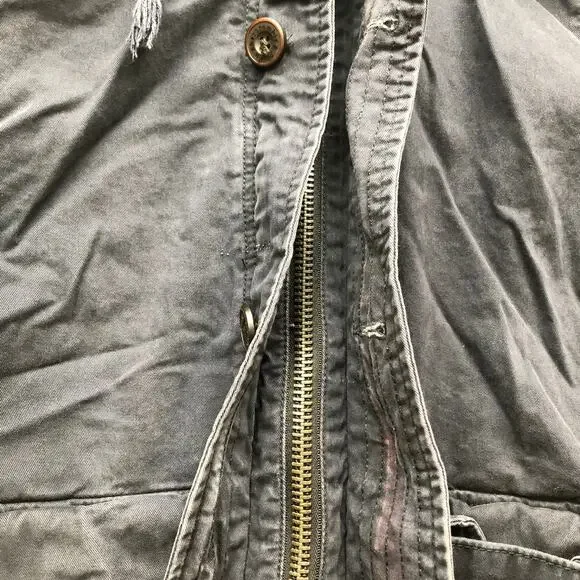 Abercrombie & Fitch Utility Military Heavy Jacket Womens Large Twill Zip Navy - Picture 7 of 11